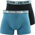 FREEGUN Lot de 2 Boxers Homme Coton BCX2ASS12 Bleu Noir