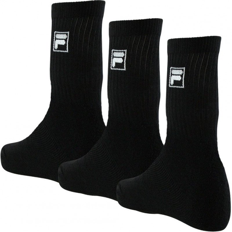 FILA Lot de 3 paires de Chaussettes Homme Coton TENNIS Noir