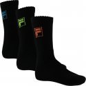 FILA Lot de 3 paires de Chaussettes Garçon Coton MULTILOGO Noir