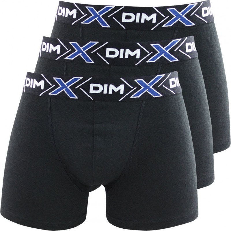 DIM Lot de 3 Boxers Homme Coton X-TEMP Noir Noir