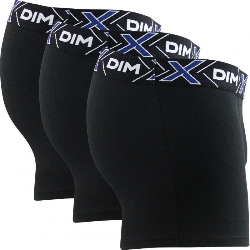 DIM Lot de 3 Boxers Homme Coton X-TEMP Noir Noir