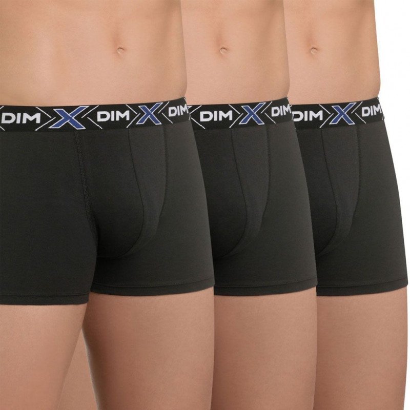 DIM Lot de 3 Boxers Homme Coton X-TEMP Noir Noir