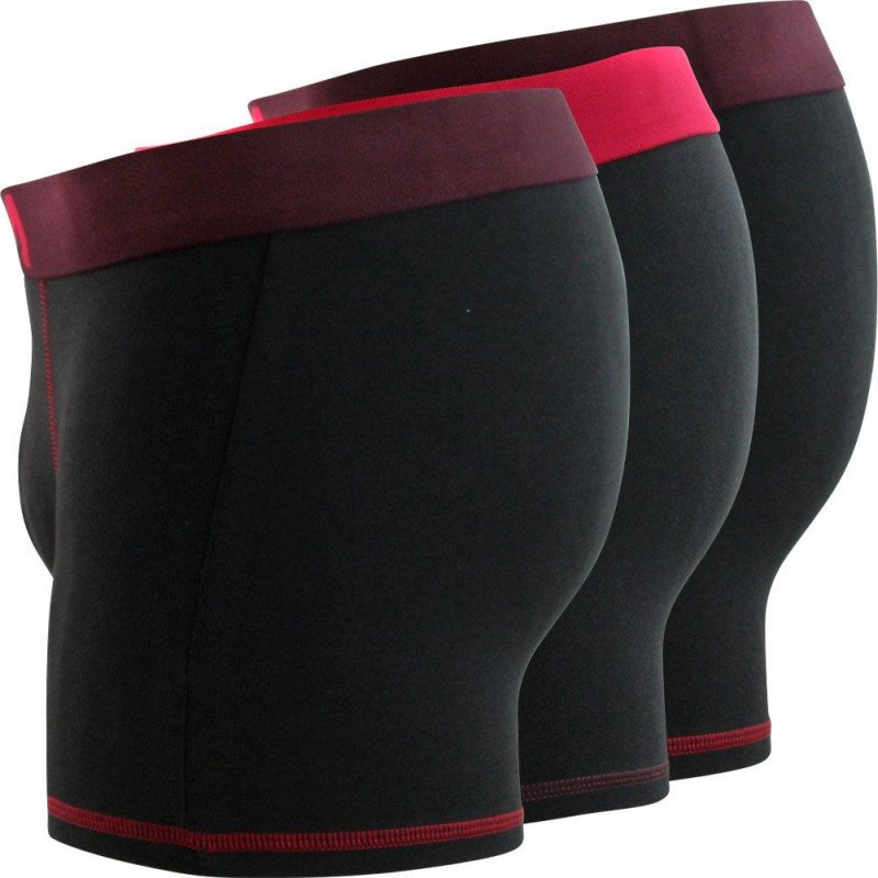 LOT DE 3 Boxer Sous-vêtements Homme MIX AND COLORS Noir et Rouge