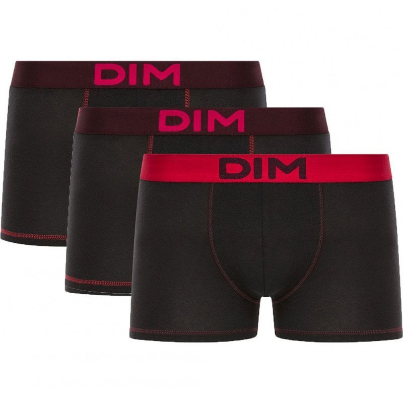 LOT DE 3 Boxer Sous-vêtements Homme MIX AND COLORS Noir et Rouge