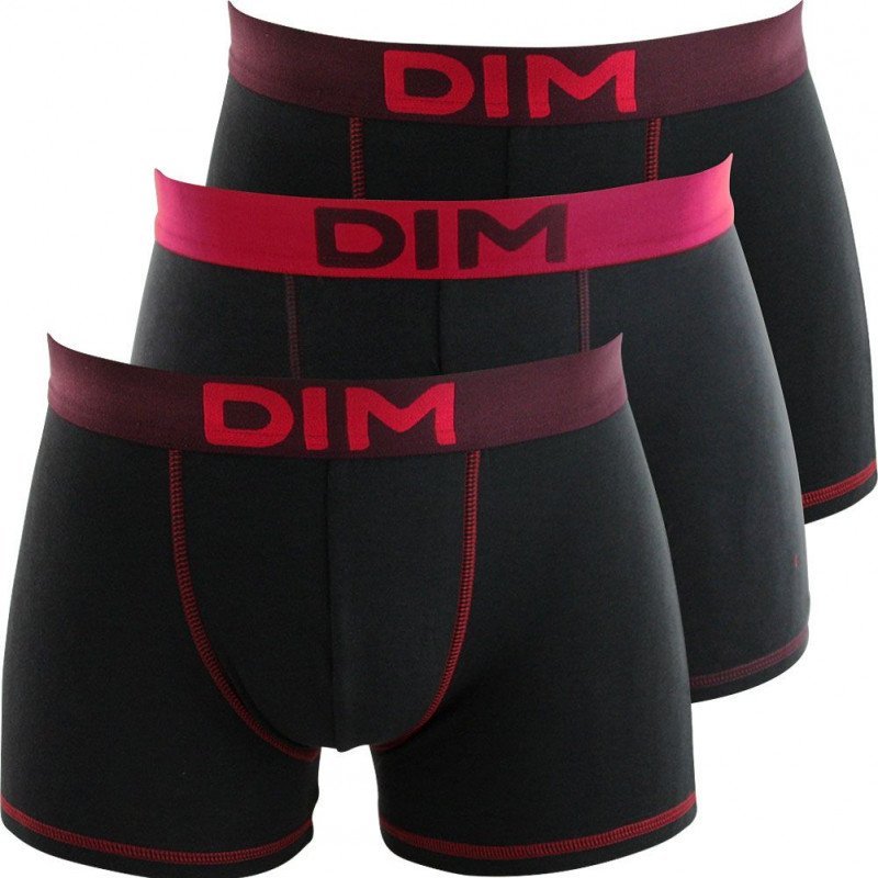 LOT DE 3 Boxer Sous-vêtements Homme MIX AND COLORS Noir et Rouge