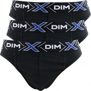 DIM Lot de 3 Slips Homme Coton X-TEMP Noir Noir
