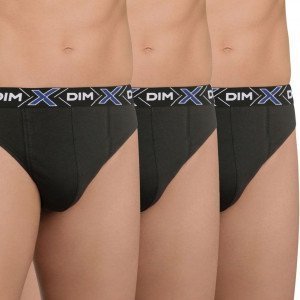 DIM Lot de 3 Slips Homme Coton X-TEMP Noir Noir