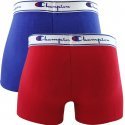 CHAMPION Lot de 2 Boxers Homme Coton UNIX2 Bleu royal Rouge