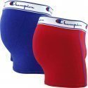 CHAMPION Lot de 2 Boxers Homme Coton UNIX2 Bleu royal Rouge