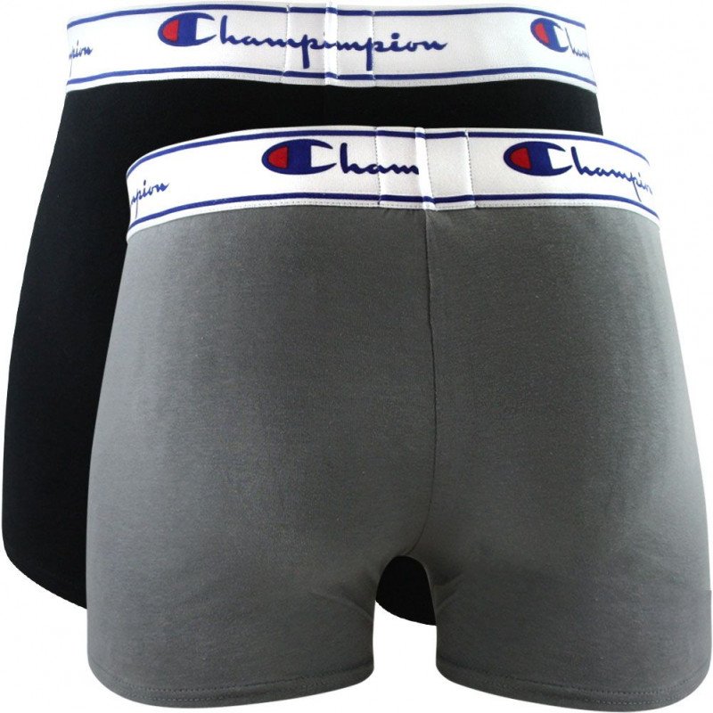 CHAMPION Lot de 2 Boxers Homme Coton UNIX2 Gris Noir