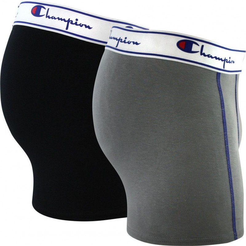 CHAMPION Lot de 2 Boxers Homme Coton UNIX2 Gris Noir