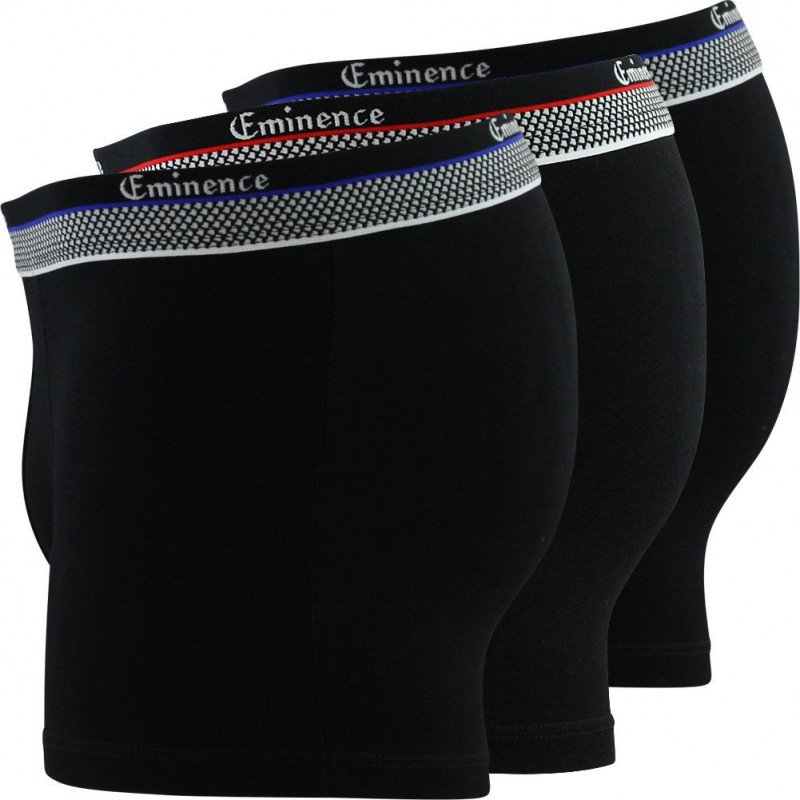 LOT DE 3 Boxer Sous-vêtements Homme TRIO SELECT Noir et Uni