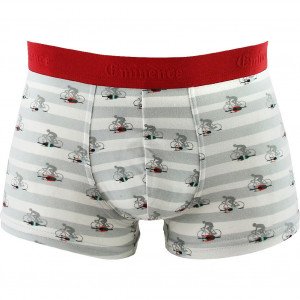 EMINENCE Boxer Homme Coton AVOSMARQUES Cycliste Gris Blanc Rouge