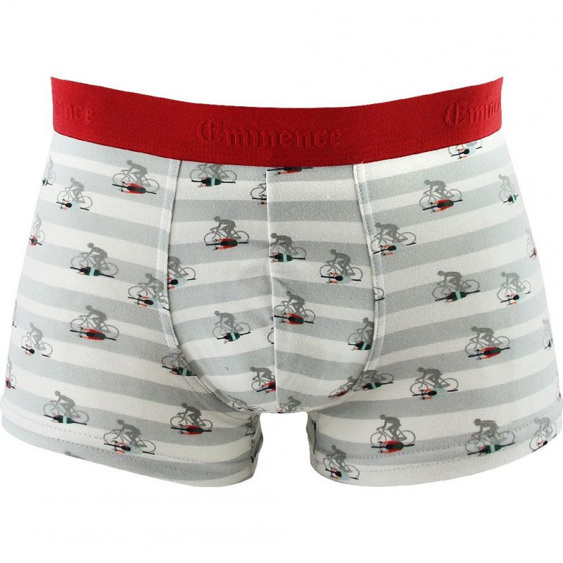 EMINENCE Boxer Homme Coton A VOS MARQUES Cycliste Gris Blanc Rouge