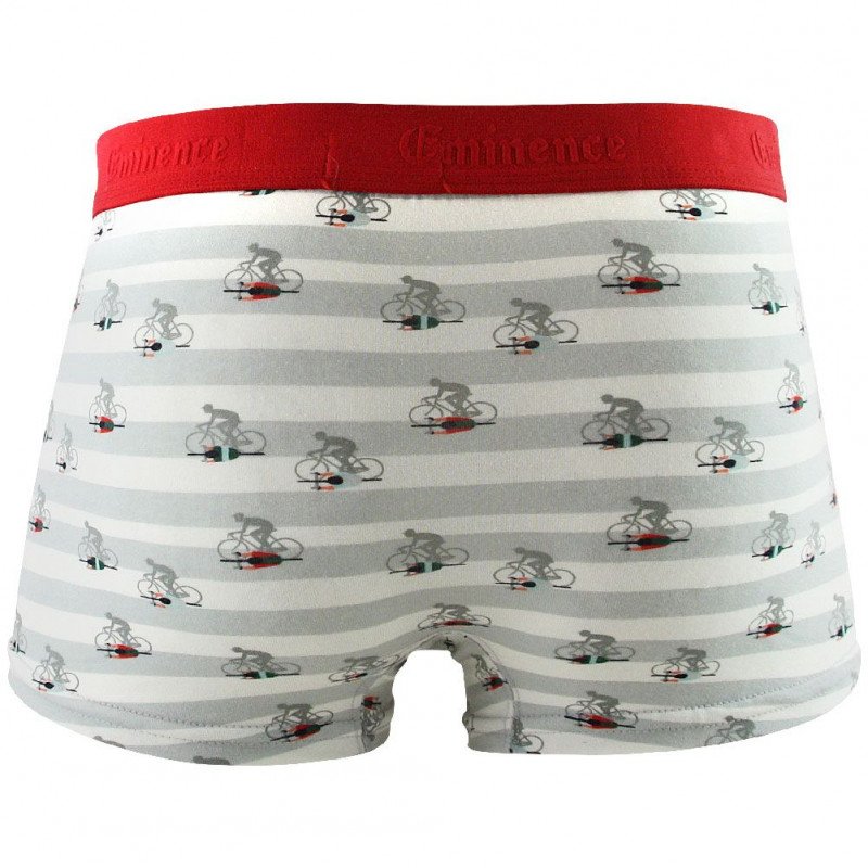 EMINENCE Boxer Homme Coton AVOSMARQUES Cycliste Gris Blanc Rouge