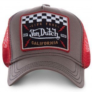 VON DUTCH Casquette Homme Microfibre SQUARE17 Gris Rouge
