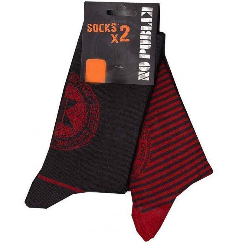 NO PUBLIK 2 paires Chaussettes Homme Coton OVER TIME Anthra Rouge