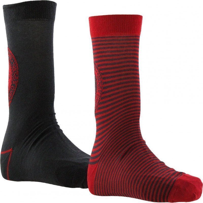 NO PUBLIK 2 paires Chaussettes Homme Coton OVER TIME Anthra Rouge