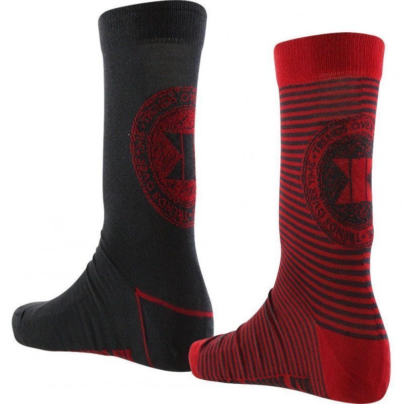 NO PUBLIK Lot de 2 paires de Chaussettes Homme Coton OVER TIME Anthracite Rouge