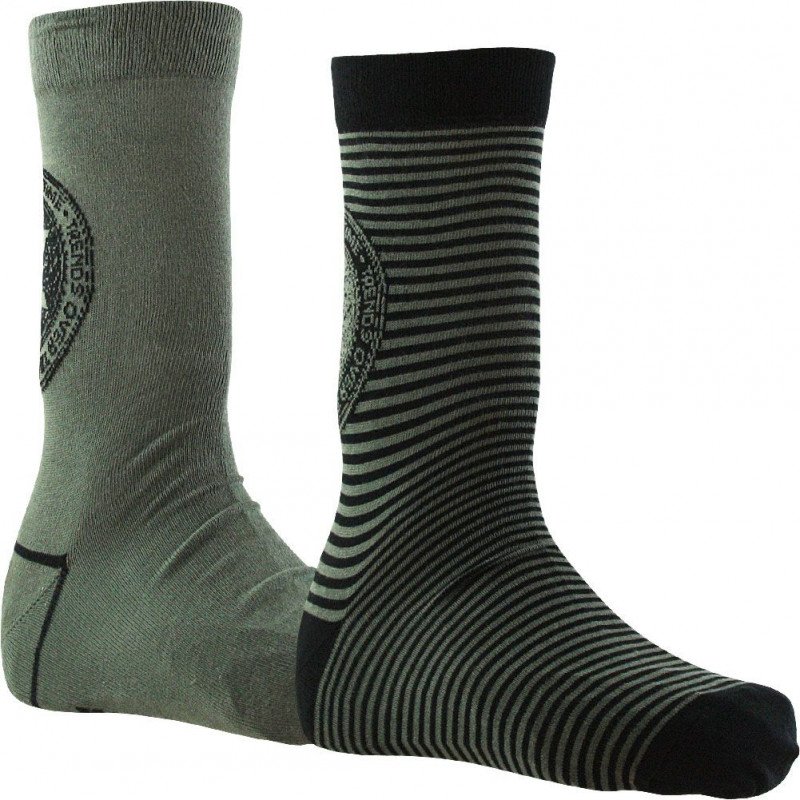 LOT DE 2 Chaussettes Chaussettes Homme OVER TIME Noir et Kaki
