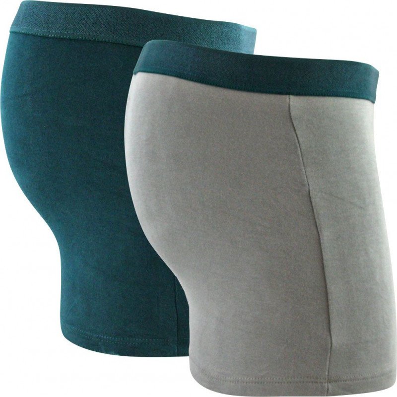 DIM Lot de 2 Boxers Homme Coton SOFTPOWER Gris métal Vert pacific