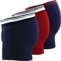 DIM Lot de 3 Boxers Homme Coton DAILY COLORS Bleu denim Rouge lave