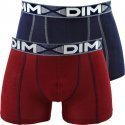 DIM 2 Boxers Homme Coton 3D FLEX AIR Rouge craie Bleu denim