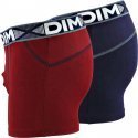 DIM 2 Boxers Homme Coton 3D FLEX AIR Rouge craie Bleu denim