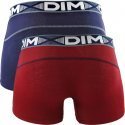 DIM 2 Boxers Homme Coton 3D FLEX AIR Rouge craie Bleu denim