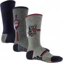 TWINDAY Lot de 3 paires de Chaussettes Garçon Coton TIGRE Gris Rouge