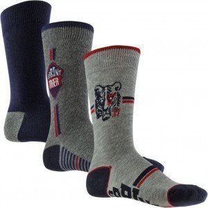 TWINDAY 3 paires de Chaussettes Garçon Coton TIGRE Gris Rouge
