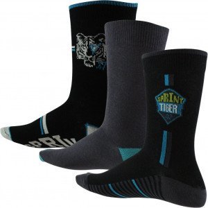 TWINDAY 3 paires de Chaussettes Garçon Coton TIGRE Noir Bleu