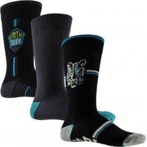 TWINDAY 3 paires de Chaussettes Garçon Coton TIGRE Noir Bleu