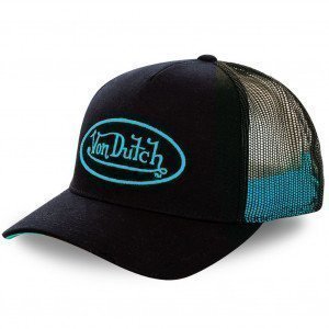 VON DUTCH Casquette Homme Microfibre NEO Noir Cyan