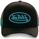 VON DUTCH Casquette Homme Microfibre NEO Noir Cyan