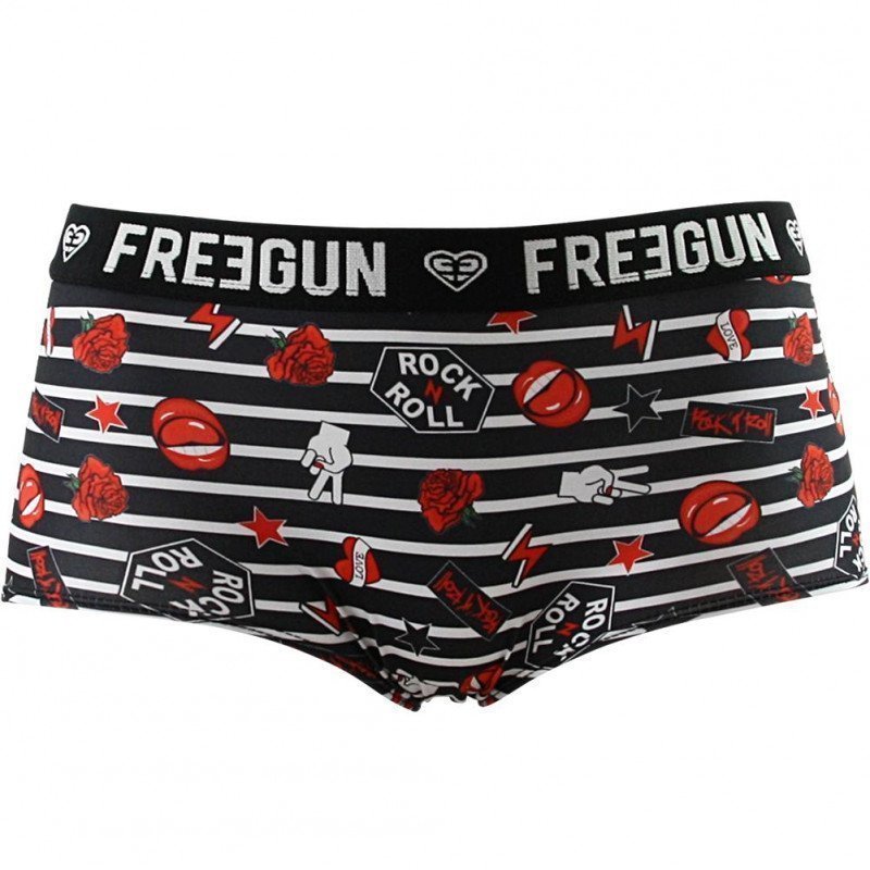 FREEGUN Boxer Fille Microfibre ROC Noir et Rouge