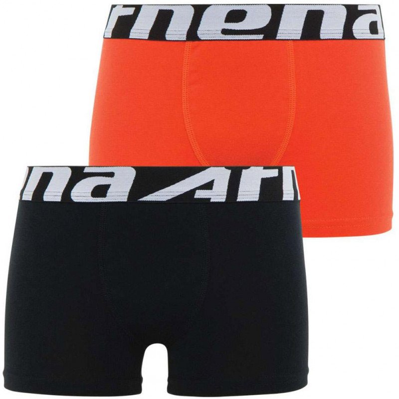 ATHENA Lot de 2 Boxers Garçon Coton DUOECO Noir Orange