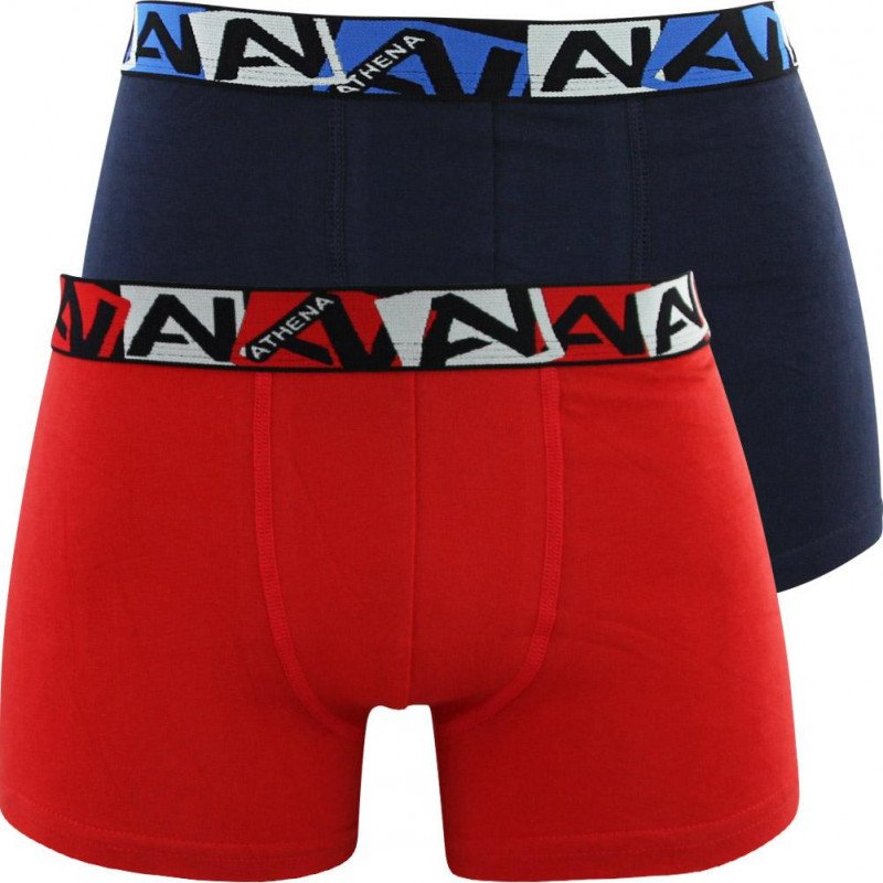 LOT DE 2 Boxer Sous-vêtements Garçon BIOPACK Rouge et Marine
