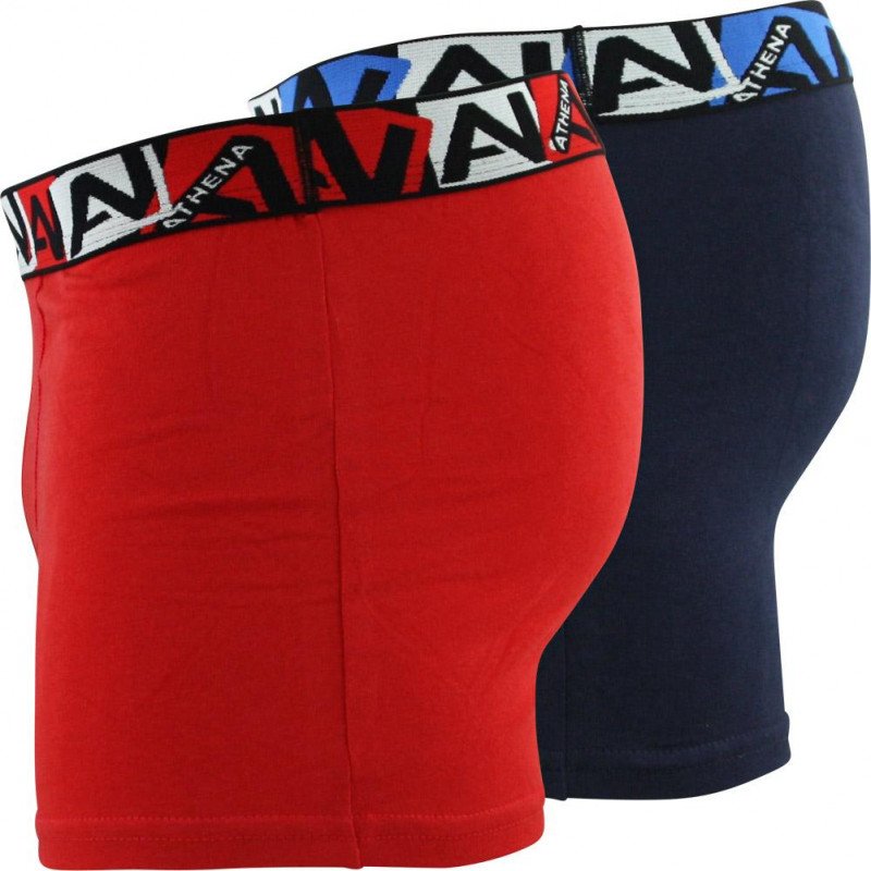 LOT DE 2 Boxer Sous-vêtements Garçon BIOPACK Rouge et Marine