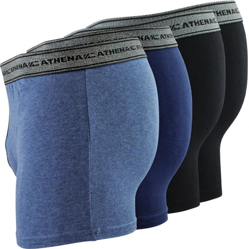 LOT DE 4 Boxer Sous-vêtements Homme BASIC Noir et Bleu