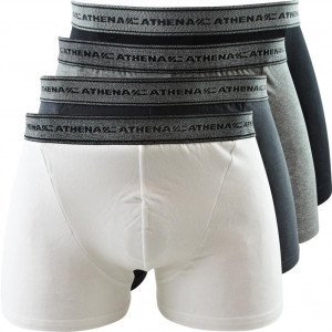 ATHENA Lot de 4 Boxers Homme Coton BASIC Noir Gris Blanc Anthracite