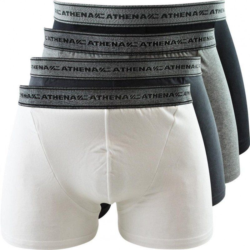 ATHENA 4 Boxers Homme Coton BASIC Noir Gris Blanc Anthracite