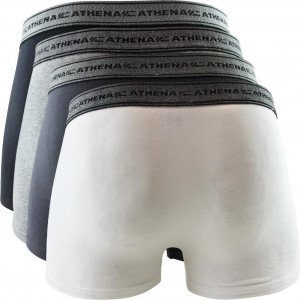 ATHENA Lot de 4 Boxers Homme Coton BASIC Noir Gris Blanc Anthracite