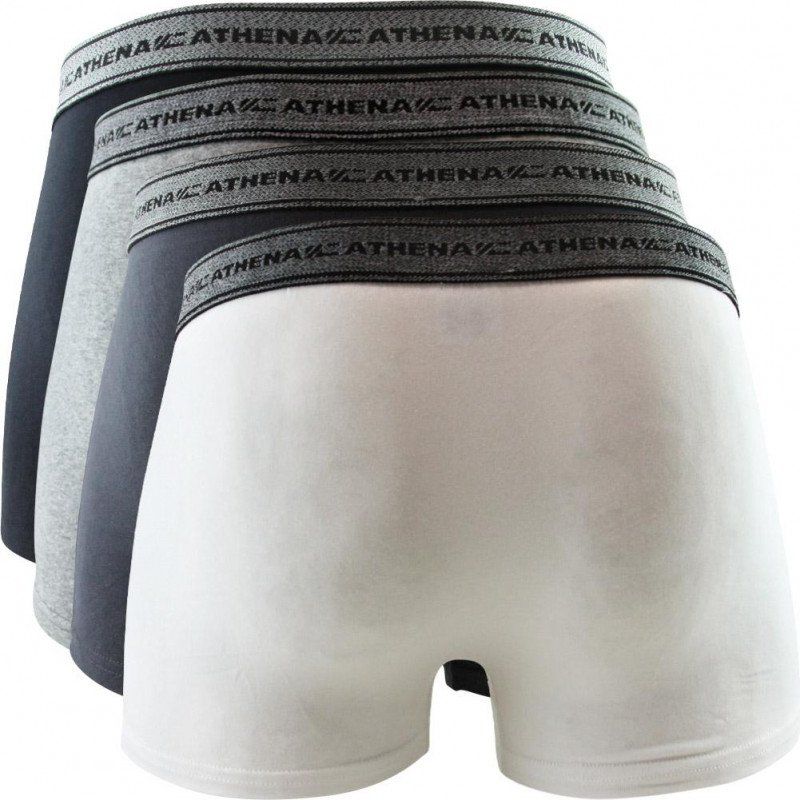 ATHENA 4 Boxers Homme Coton BASIC Noir Gris Blanc Anthracite