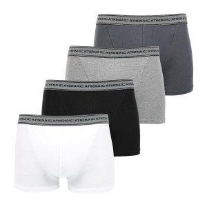 ATHENA 4 Boxers Homme Coton BASIC Noir Gris Blanc Anthracite