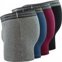 ATHENA Lot de 4 Boxers Homme Coton BASIC Gris chiné Pétrole Noir