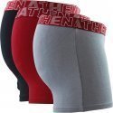 ATHENA Lot de 3 Boxers Homme Coton BASIC COLOR Noir Rouge Gris