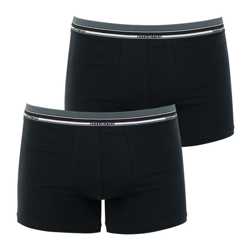 ATHENA Lot de 2 Boxers Homme Coton DUOECO Noir