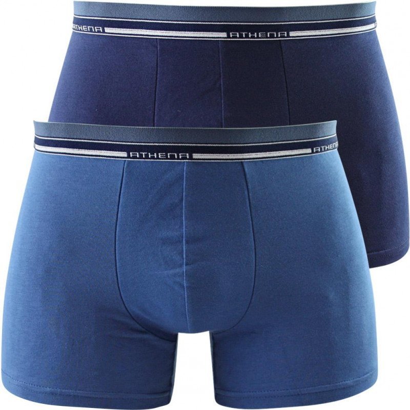 ATHENA Lot de 2 Boxers Homme Coton DUOECO Marine Bleu