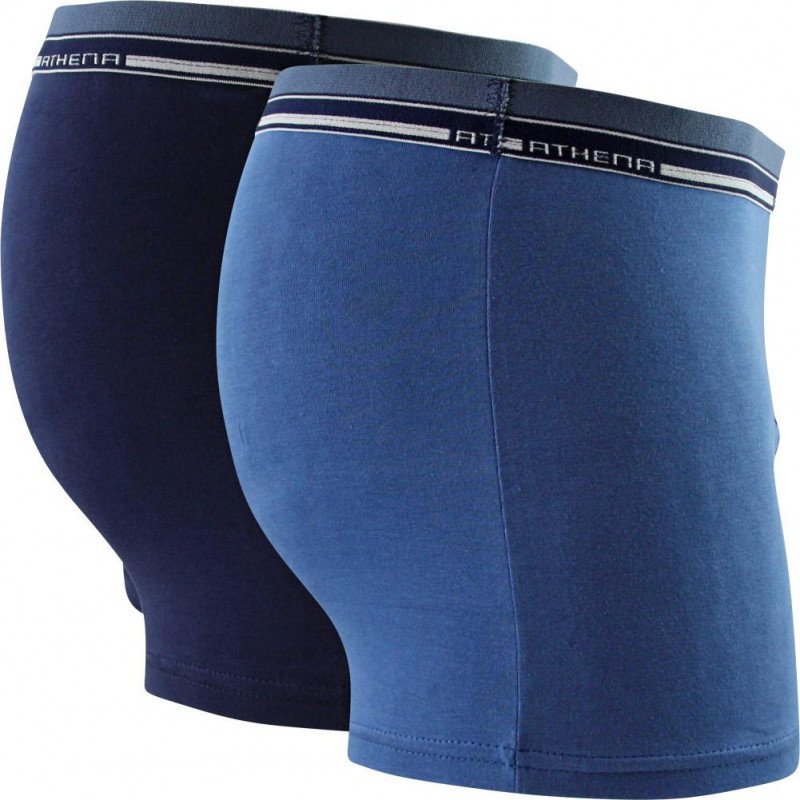 ATHENA Lot de 2 Boxers Homme Coton DUOECO Marine Bleu